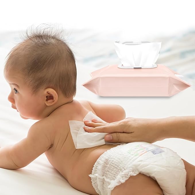 4 Pack Baby Wipes Dispenser [New Version-One Press Open],Portable Wipe Pouch,Refillable Wipe Holder, Baby Wipes Container Reusable Wet Wipes Bags Pouch for Travel (C)