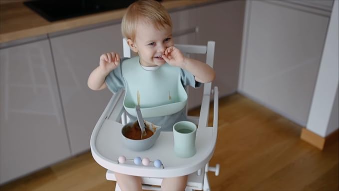 otterlove Silicone Bib – 100% Pure Platinum LFGB Baby Bibs with No Fillers – Wide Food Catching Pocket – Easy Clean – Mess Proof – Dishwasher Safe – BPA & Phthalate Free (2 Bib Pack - Sage & Sand)