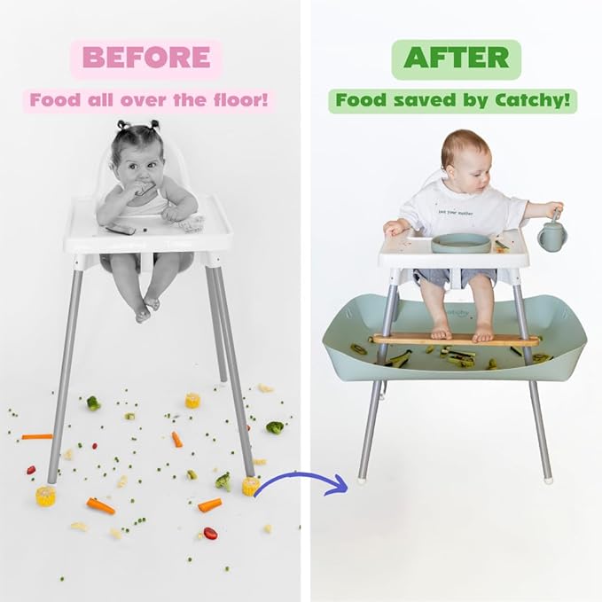 CATCHY -Food Catcher-Compatible with IKEA Antilop High Chair + 12 Other High Chairs- Highchair Sold Separately -Baby & Toddler Food & Mess Catcher-Premium Linen Inspired - Under High Chair Accessory