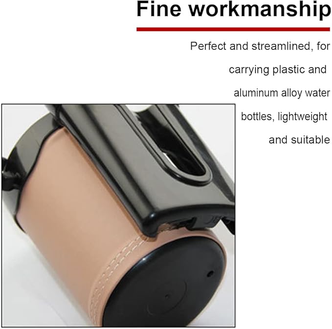 Tobefore Bike Cup Holder ABS+PU Leather with Phone Mount and Keys Hook，Adjustable Drink Holder for Bicycle Handlebar,Universal Coffee Cup Holder for Bicycle, Wheelchair, Scooter and Walker(Beige)