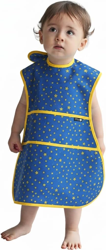 Plie Full Coverage Waterproof Feeding Bib for Toddlers – Extra Long Apron Bib for Mealtime, Self-Feeding, High Chairn