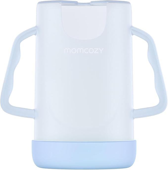 Momcozy Baby Pouch Holder No Squeeze, Baby Food & Juice Box Holder, Mess-Free, Easy Grip for Self-Feeding, BPA-Free & DEHP-Free, Must-Have for Babies, Blue