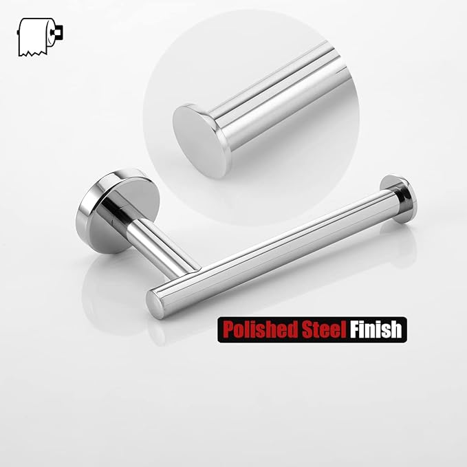 JQK Chrome Toilet Paper Holder, 5 Inch 304 Stainless Steel Thick 8mm Tissue Paper Dispenser for Bathroom, Hold Mega Rolls, Polished Chrome Wall Mount, 2 Pack, TPH120-CH-P2