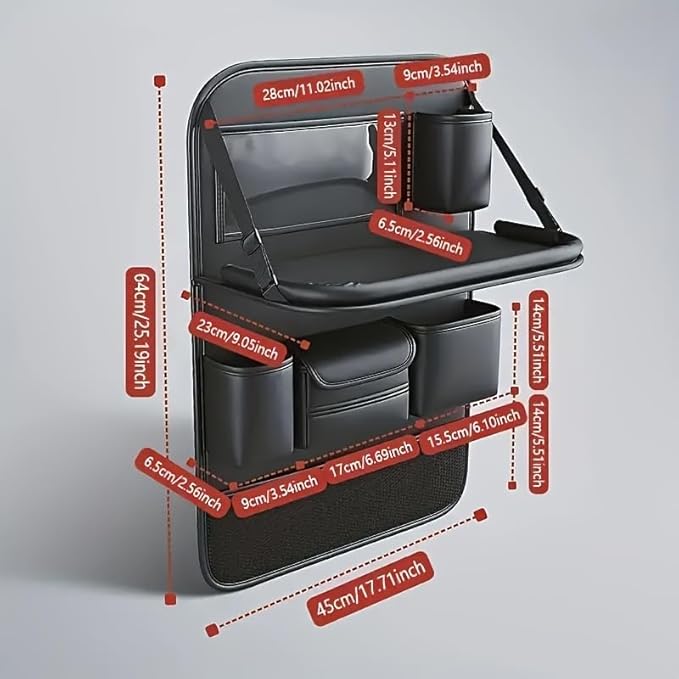 Mautopily Car Backseat Organizer with Foldable Table Tray - Universal Auto Seat Back Organizer with Tablet Holder, Kick Mats Protector, Storage Pockets for SUV Sedan