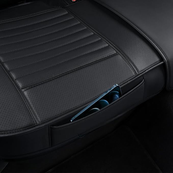Back Seat Covers, Rear Seat Cushions, Auto Bench Protector with Breathable PU Leather and Non-Slip Bottom Universal for 4 Season (Black, 61" x 20. 5")