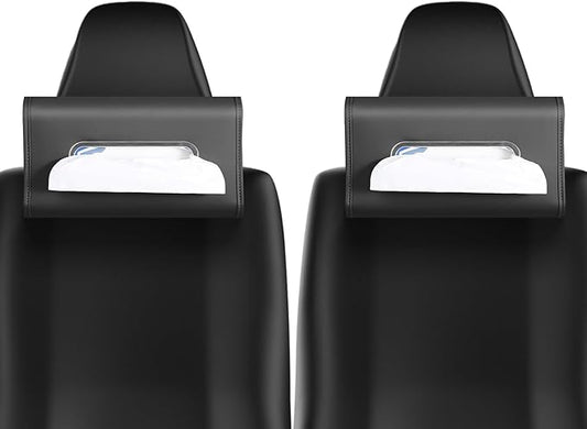Car Tissue Holder, WHHMK Tissue Box Cover Keep Car Tidy,PU Leather Backseat Napkin Rectangle Organizer,Extra Large Tissue Box Storage in Car Fits for 100-150 Regular Size Tissues,Black(2Packs)