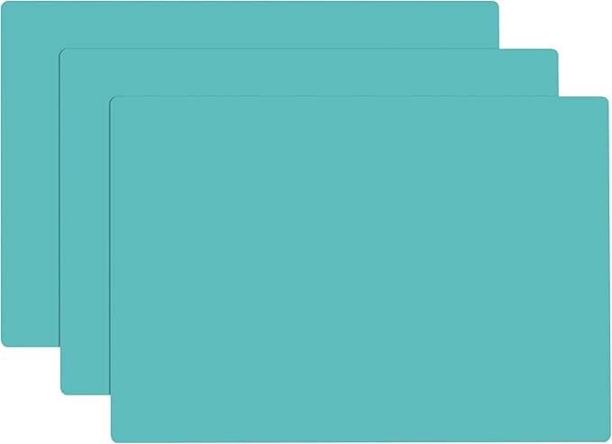 3Pcs 15.7"x 11.8"x 0.03" Green Silicone Placemats, Silicone Mat, Silicone Mats for Baking, Kitchen Counter, Jewelry, Paiting