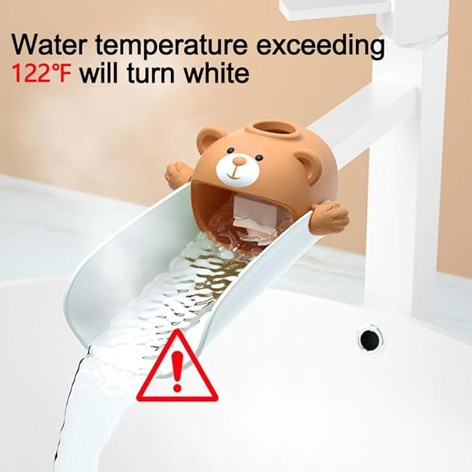 DLUCKY Faucet Extender for Sink Easy Use Sink Faucet Extenders with Temperature Sensitive for Toddlers, Kids Hand Washing Faucet Extension for Bathroom Sink, Kitchen, Brown