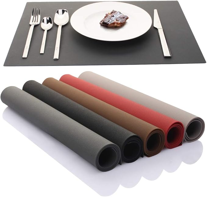 ME.FAN Silicone Placemats [17.7''x12.6''] Heat-Resistant Thicken Non-Slip Tablemats Non-Skid Table Mats Set of 4 (Wine Red)