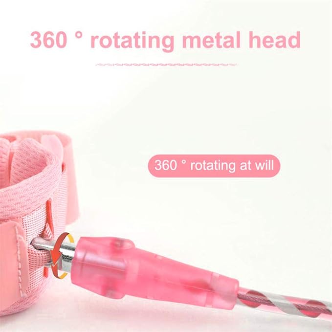 Kids Anti Lost Wrist Link, Children Wrist Traction Rope with Key Lock, Toddler Safety Harness Wrist Leash Baby Walking Wrist Strap, for Outdoor Activities, Travel & Shopping, 2 m/ 6.6 ft (Pink)