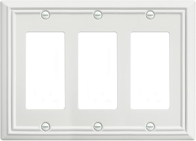 1-Pack Triple Decorator Wall Plate, Off White Wall Outlet Cover for GFCI Outlet, Dimmer Switch, Durable Metal, 6.77''*4.88'', Midsize