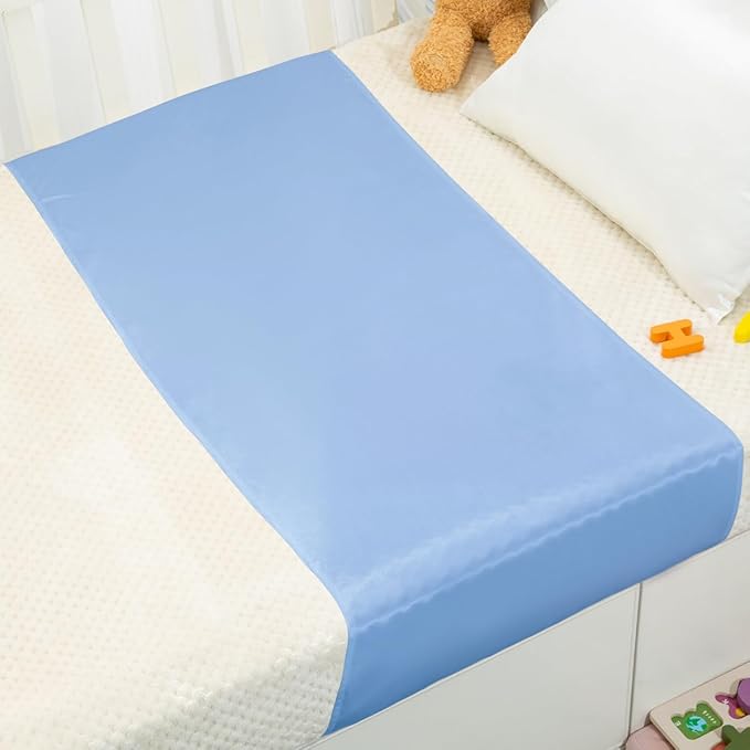 PROMEED 100% Mulberry Silk Crib Sleeve for Baby Hair Loss Prevention, Premium 23 Momme Natural Silk Bassinet Slip for Bassinets/Cradles/Cots/Cribs (Light Blue)