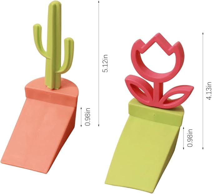 WAYUTO 2Pack Cute Door Stopper Cactus and Flowers Decorative Silicone Door Stop Novelty Funny Door Stops Rubber Door Stop Wedge for Home Office Bedroom Doorstop Cute Gifts for Women Girls