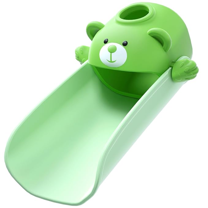 Skyroku Faucet Extender for Kids, Temperature-Sensitive Faucet Spout Extension for Independent Hand Washing - Cute Bear Design, Fits Most Bathroom & Kitchen Sinks(Green)