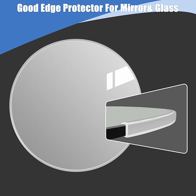 Clear Rubber Edge Trim, Self-Adhesive Clear Silicone Edge Trim, Edge Protector for Sheet Metal, Glasses or Flexi Glasses, Silicone Rubber Material, White Color, Fit 1/4"(6mm), 10Ft