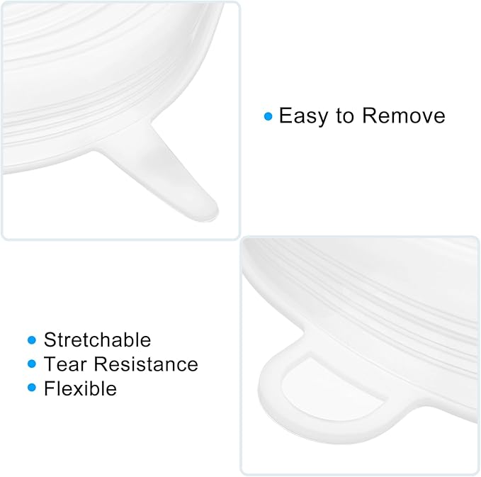 UXCELL Silicone Stretch Lids, 4 Pack - 6.5" Round Container & Bowl Covers, Reusable Silicone Lids for Cups, Bowls & Food, White