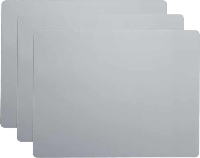3Pcs 15.7"x 11.8"x 0.03" Light Grey Silicone Placemats, Table Mat, Silicone Mats for Craft, Kitchen Counter, Jewelry, Paiting