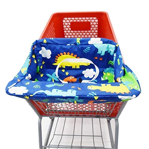 Pozico 2-in-1 Shopping Cart Cover for Baby – High Chair Cover, Grocery Cart Cover, Machine Washable with Portable Cloth Bag – Baby Cart Seat Cover for Boys & Girls – Dinosaur Design