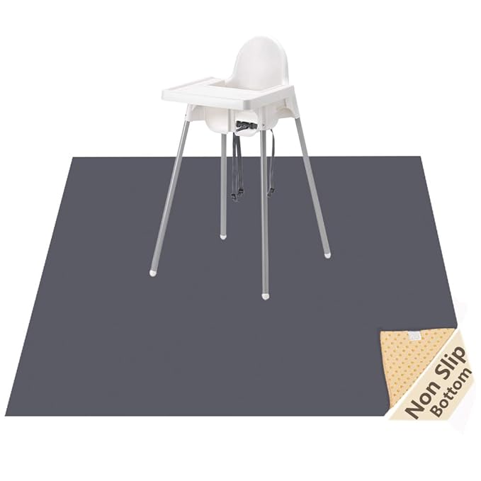 Baby Splat Mat for Under High Chair, 60 x 60 Inch Splash Mat, Waterproof and Washable Spill Mat, Anti-Slip Floor Protector