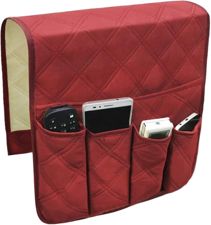 Couch Sofa Armrest Organiser Arm Chair Caddy Bedside Storage Pocket with 6 Pockets TV Remote Holder Bed Storage Pocket Bag for Cellphone Tablet Notepad Book Magazines DVD Glasses