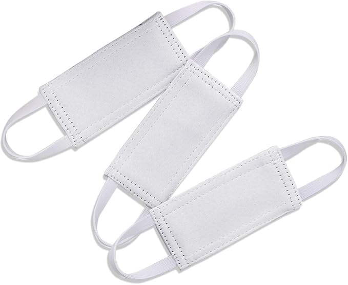 PONY DANCE Baby Door Latch Cover Closer - Nursery Door Silencer with Strong Elastic Straps, Thick Solid Cushion for Noise Reduction, Prevents Slamming, 3 Pieces, 4W x 2L Inches, Greyish White
