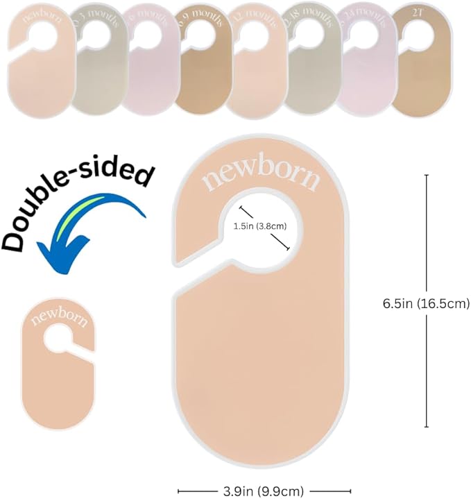 50 Pack Baby Hangers – Includes 8 Closet Dividers – Non-Slip Durable Hangers for Infant Clothes & Nursery Organization (White, 50)