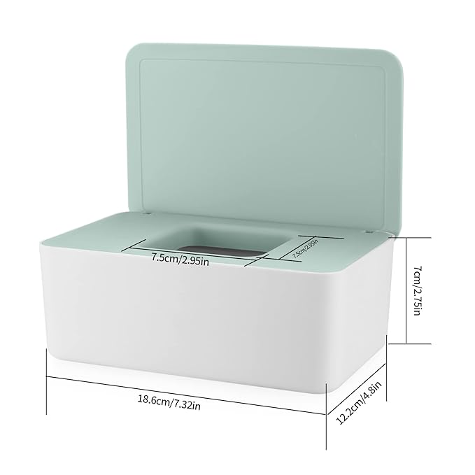 XhjzgcTech 2Pcs Diaper Wipes Dispenser, Refillable Wipe Container, Wipe Container with Sealing Design Lid, Keep Wipes Fresh,Wet Wipes Cases (White/Green)