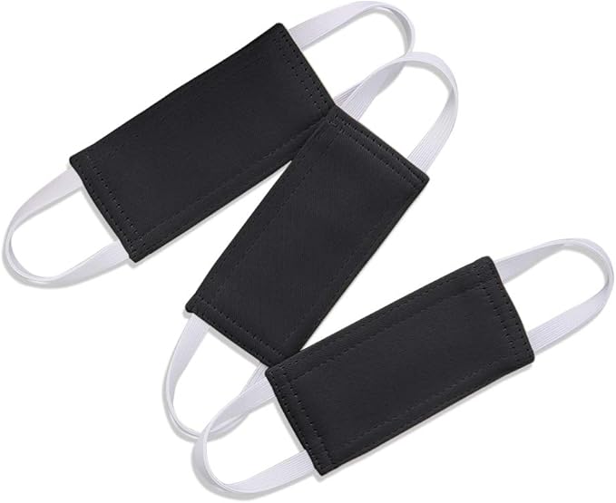 PONY DANCE Baby Door Latch Cover Closer - Nursery Door Silencer with Strong Elastic Straps, Thick Solid Cushion for Noise Reduction, Prevents Slamming, 3 Pieces, 4W x 2L Inches, Black