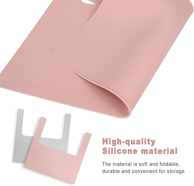 High Chair Placemat, Long Lasting High Chair Placemat Silicone, 2-Piece Set, Can Be Used Interchangeably, Suitable for IKEA Antilop Highchai, for Toddlers and Babies (Pink/Grey)