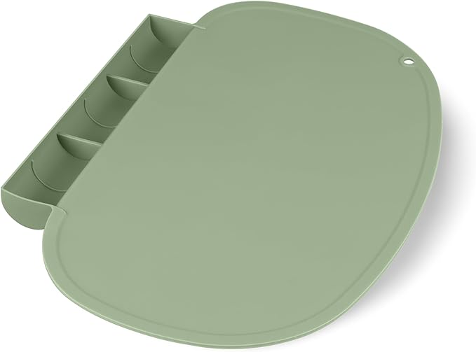 Silicone Placemat, Tablemats with Food Catching Pocket, Non-Slip Silicone Placemat for Restaurants Home Travel (Sage)