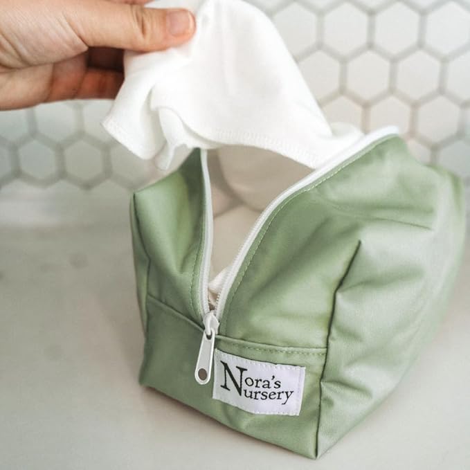 Nora's Nursery Reusable Baby Wipes, 100% Cotton Washcloths, Soft and Absorbent Towels for Newborn Bath and Face, Includes 20 Wipes with 1 Waterproof Pod for On-The-Go Moms, Ideal for Sensitive Skin