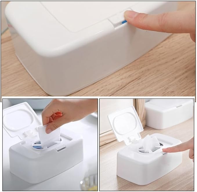 VOSAREA Baby Wipes Box Dispenser Diaper Wipes Dispenser, 3pcs Tissue Storage Box Case Refillable Dispenser Holder Baby Wipes Container with Lid for Home Office Cars