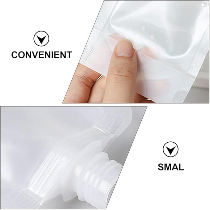 KALLORY Travel Refillable Cosmetic Sub-Packing Bags Set 15Pcs 1 Oz Empty Lotion Sample Pouches for Shampoo Conditioner Creams Toiletries Skin Care Storage