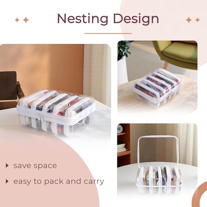 6 pcs Zipper Pouches, Hard Shell Toiletry Bag, Stackable Travel Organizer, Cosmetic Bags, Transparent Diaper Bag, Storage Cases (Tall M + 5S)