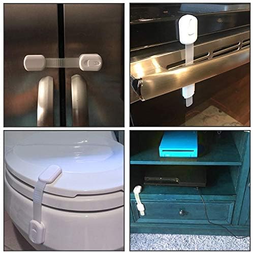 Vkania Child Proof Cabinet Locks - Cabinet Locks Baby Proofing with 3M Adhesives for Refrigerator, Oven, Cupboards, Toilet Seat - Adjustable,Easy Installation,No Drilling (4 Pack)