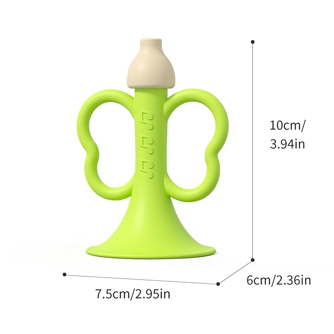 Baby Trumpet Toy 6-12 Months, Silicone Baby Horn Blowing Toy with 2PCS Yellow Green for Teething Sensory Play, Infant Easy Grip Teether Whistle Toys 0-6 Months, Toddlers Newborn Gift
