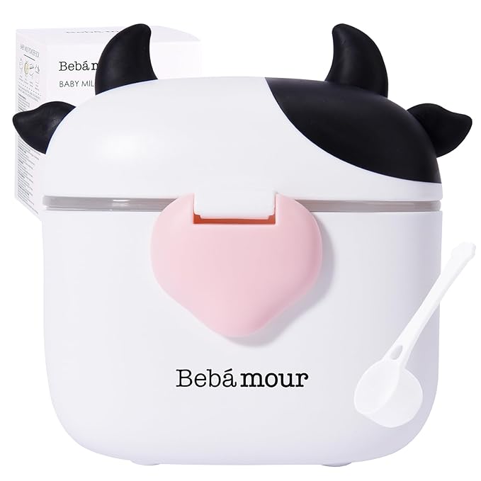 Bebamour Baby Formula Dispenser On The Go, Formula Container to Go, Formula Holder for Travel, Candy Fruit Snack Storage Container with Scoop and Leveller (Black)