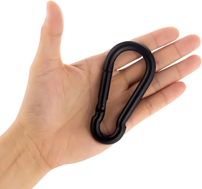 4 Inch Carabiner Clip Spring Snap Hook Black Heavy Duty Steel Clip Link Buckle 10x100mm 2pcs for Hammock Punching Bags Swing Chairs Gym Equipment Camping Hiking