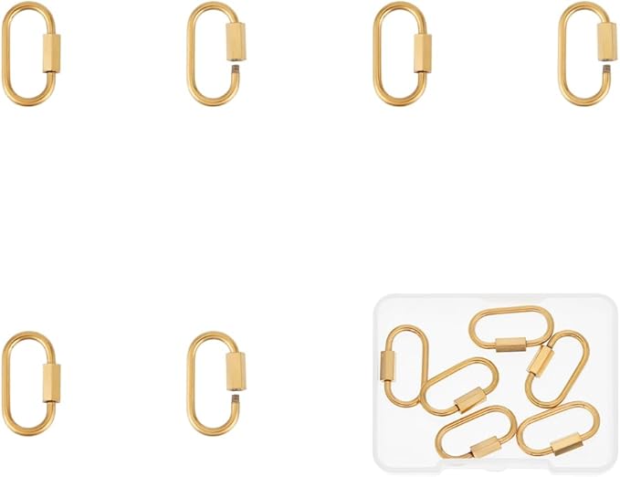 UNICRAFTALE 6 Golden Oval Screw Lock Carabiner Clips, Stainless Steel Keychain Hooks for Jewelry Making, Handbag Accessory
