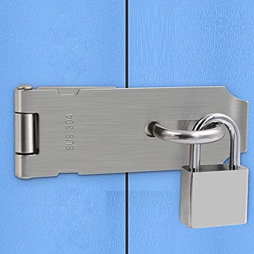 Door Hasp Padlock Latch, 4 Inch Stainless Steel Safety Clasp Hasp Lock Latch, Extra Thick Door Gate Lock Hasp with Screws, Polished Finish 2 Pack