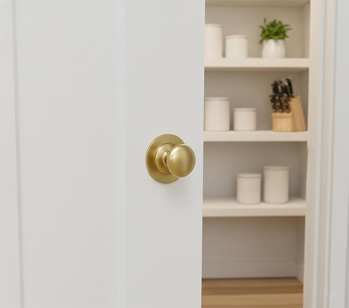trust4care 4-Pack Brushed Gold Brass Round Large Backplate Rosette Washers for Bifold Cabinet Knob Handles, Thick 2-1/3" Titanium Gold Back Plate Sheets for Bi-Fold Pull Doorknobs