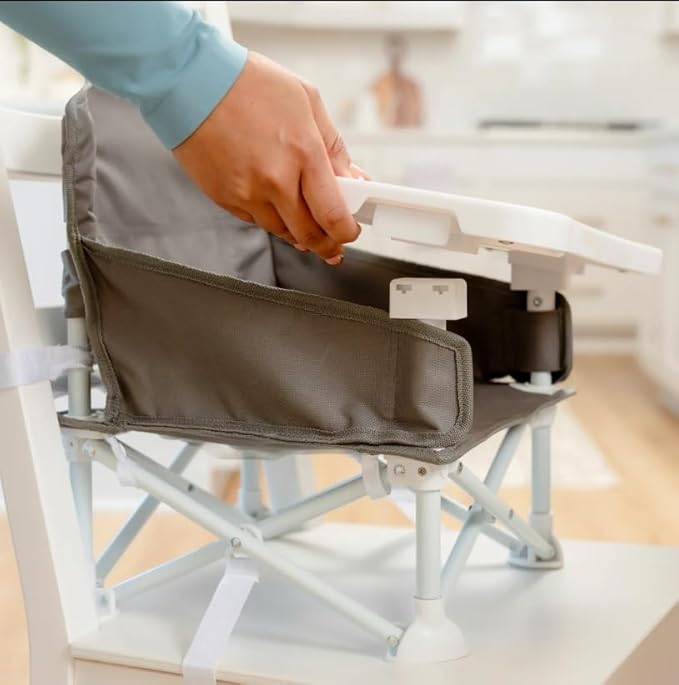 Regalo My Chair 2-in-1 Baby High Chair & Portable Travel Booster Seat, High Chair for Babies & Toddlers, Booster Seat for Kitchen Chair, Oversized Tray with Cup Holder, Gray