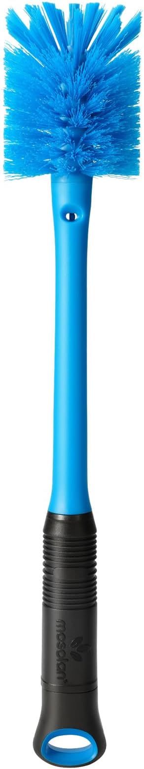 MOSOLAN 2-in-1 Water Bottle Brush and Straw Cleaner Brush, Long Handle Scrub Brush with Replaceable Head for Water Bottles, Glasswares, Mugs, Flasks, Tumblers and Kitchen Sink, Breezy Blue, 1 Pack