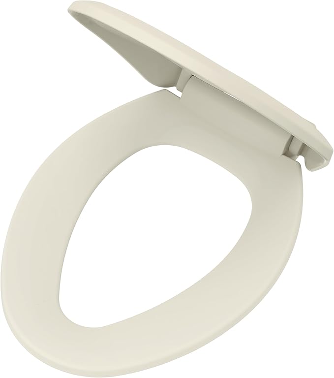 Gerber Elongated Toilet Seat with Cover, Soft Close, No Slam, Quick & Easy Install, Heavy-Duty Plastic, Adjustable Fit for Standard Elongated Toilets, Durable & Fade-Resistant, Biscuit G009921309