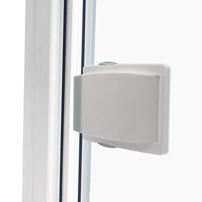 Goodv Child Proof Window Sliding Door Lock 4 Grey Packs (Suit for Working Space over 0.42in and under 1.18in) Security Your Baby Safe and Protect Kid outof Dangerous at Home (4, Grey)