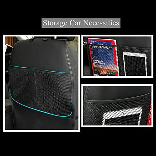 HCMAX 2 Pack Kick Mat Car Seat Back Protector Waterproof Easy to Clean Multifunctional Organizer Storage Bag Travel Accessory PU Leather Beige