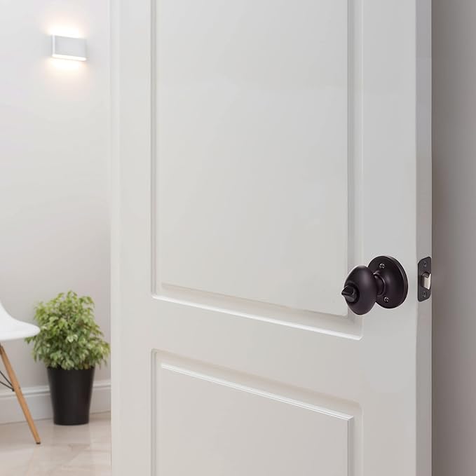 Design House 779181 Egg Privacy Bed and Bath Door Knob Matte Black