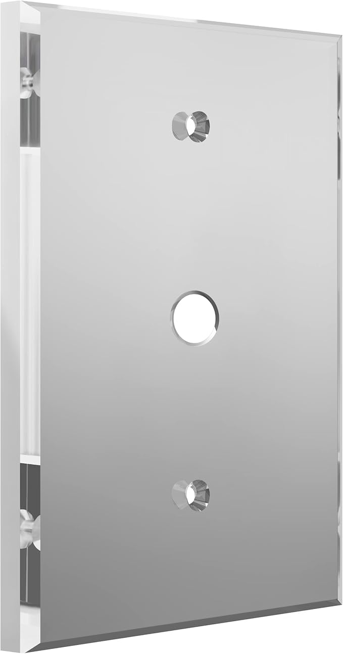 LIDER Reflective Acrylic 0.406" Diameter Hole Phone Cable Wall Plate, Mirrored Cable Plate, Acrylic Glass, Oversized 1-Gang 5.25" x 3.44", LWP-41O-ASV, Silver