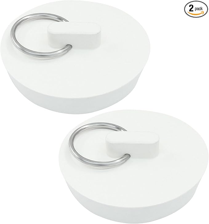 2 Pcs Durable Rubber Drain Stoppers, Fits 1-3/4 Inch Sink Plug Hanging Ring Bathtub Stopper, Universal Bathroom Sink Plug for Kitchen Laundry Bathroom Bathtub