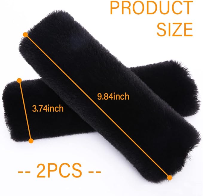 2PCS Fluffy Car Seatbelt Covers - Soft&Comfortable Plush Seat Belt Cushion Protects Shoulder - Universal Seat Belt Covers for Adults or Children Fits Car Truck SUV Van RV (Black/2pcs)